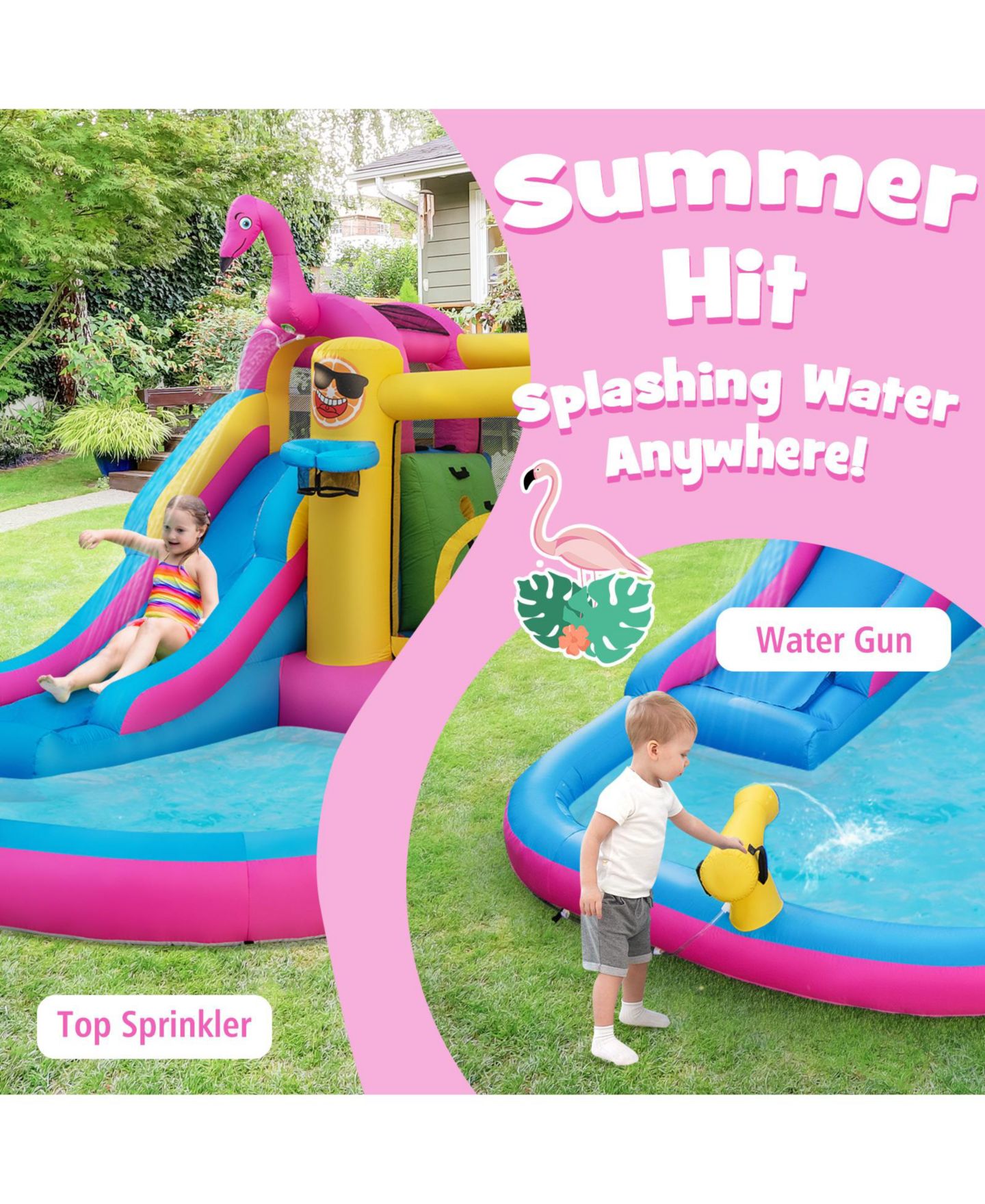 Детская игрушка Slickblue 15'L x 10'W x 8.5'H Inflatable Bounce Castle with Long Water Slide & Splash Pool, от 3 лет — фото 5