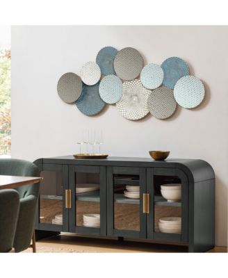 Distressed Multi-Color Pastels 47.4-Inch Wide Abstract Metal Wall Decor