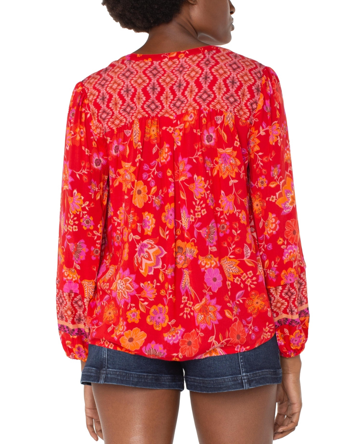 Liverpool Los Angeles Floral Button-up Shirt In Red