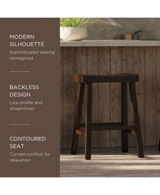 Vincent Wooden Rustic Aesthetic Kitchen Counter Stool, Set of 4