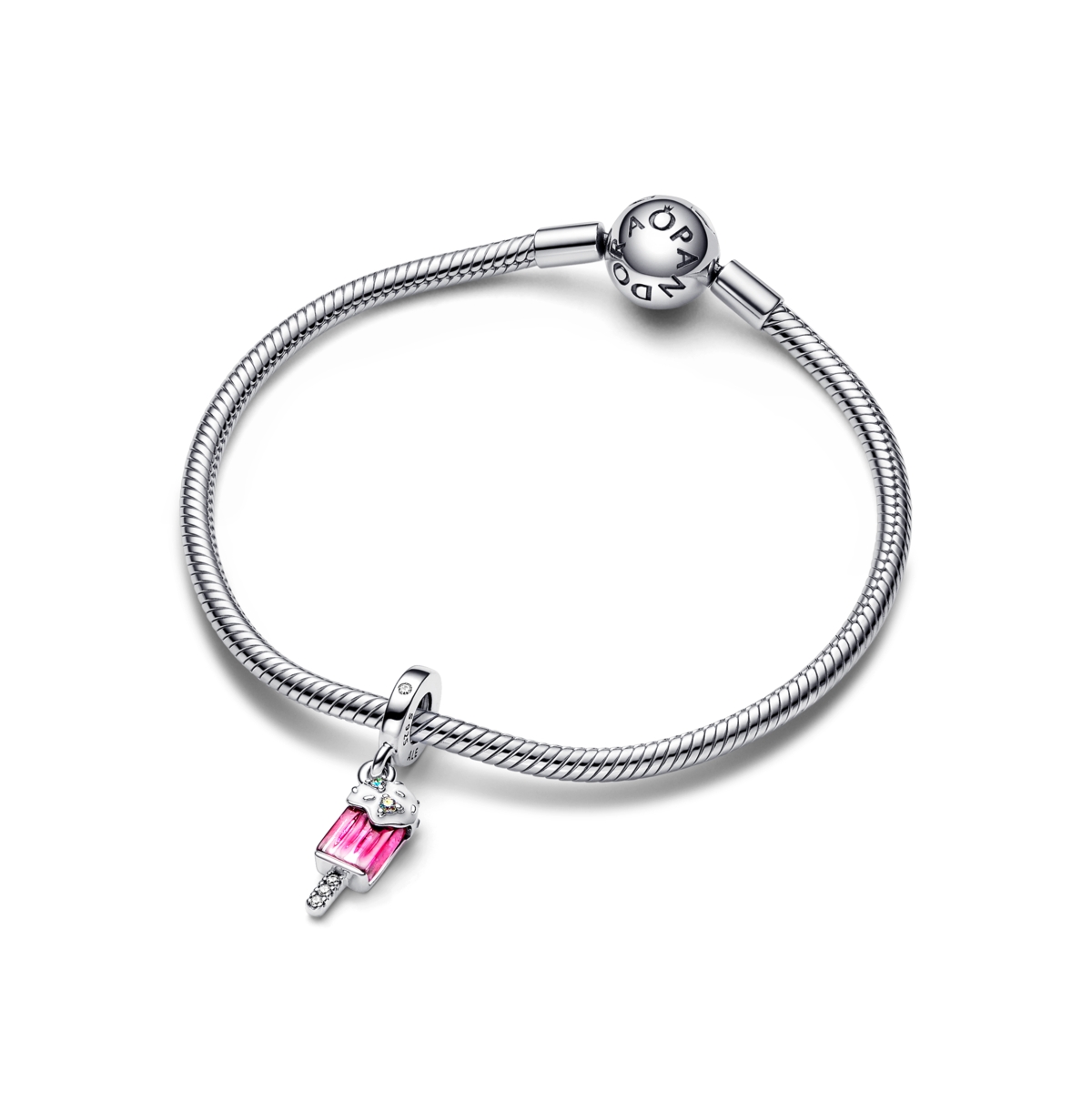 Pandora Cubic Zirconia Sprinkled Popsicle Dangle Charm In Sterling Silver