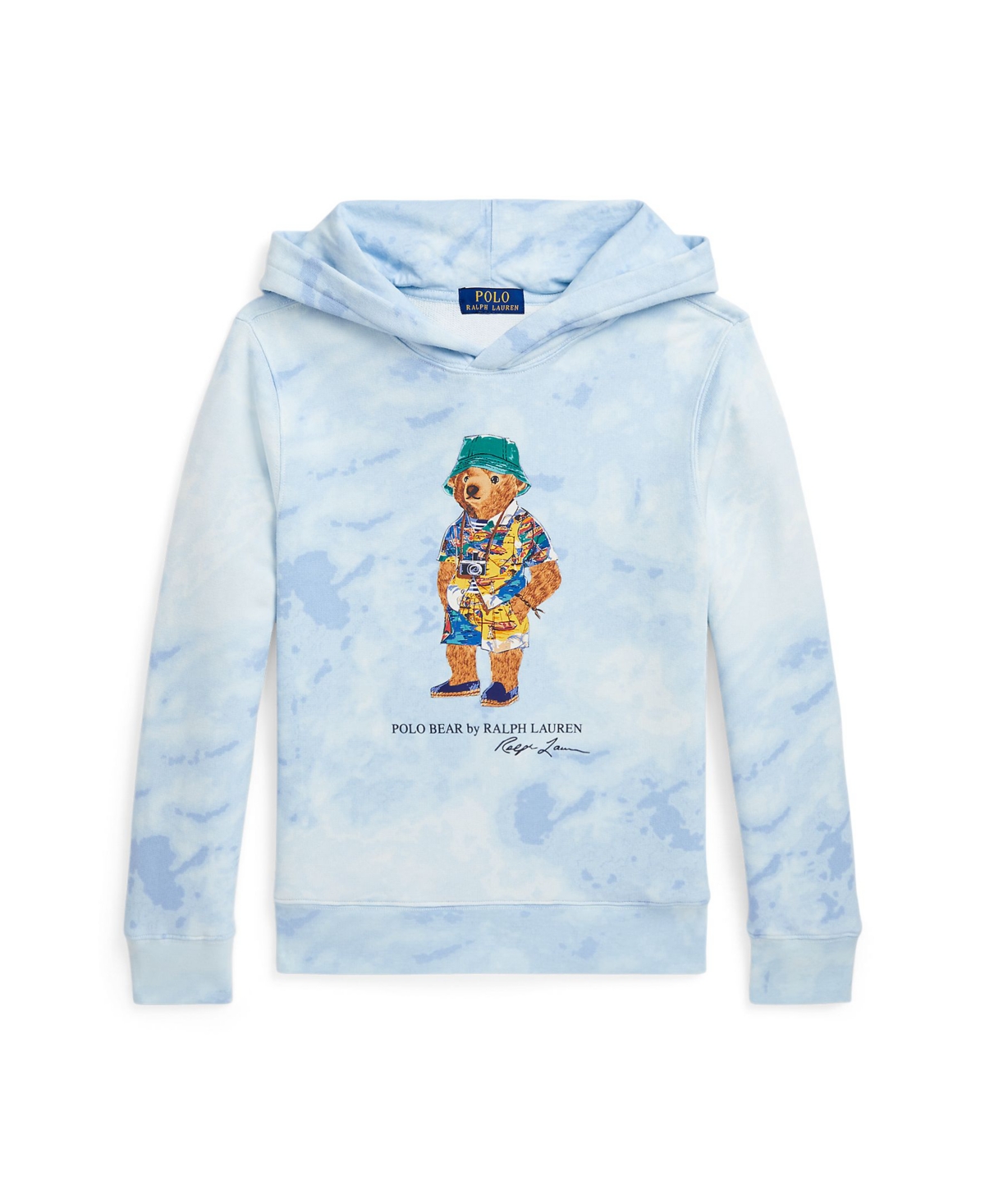 Polo Ralph Lauren Polo Bear Cloud-print Terry Hoodie In Scottsdale Blue,splatter Bear