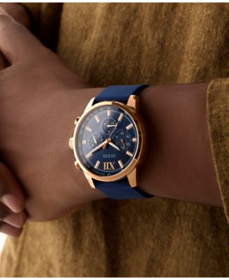 Men's Multifunction Blue Silicone Watch, 44mm