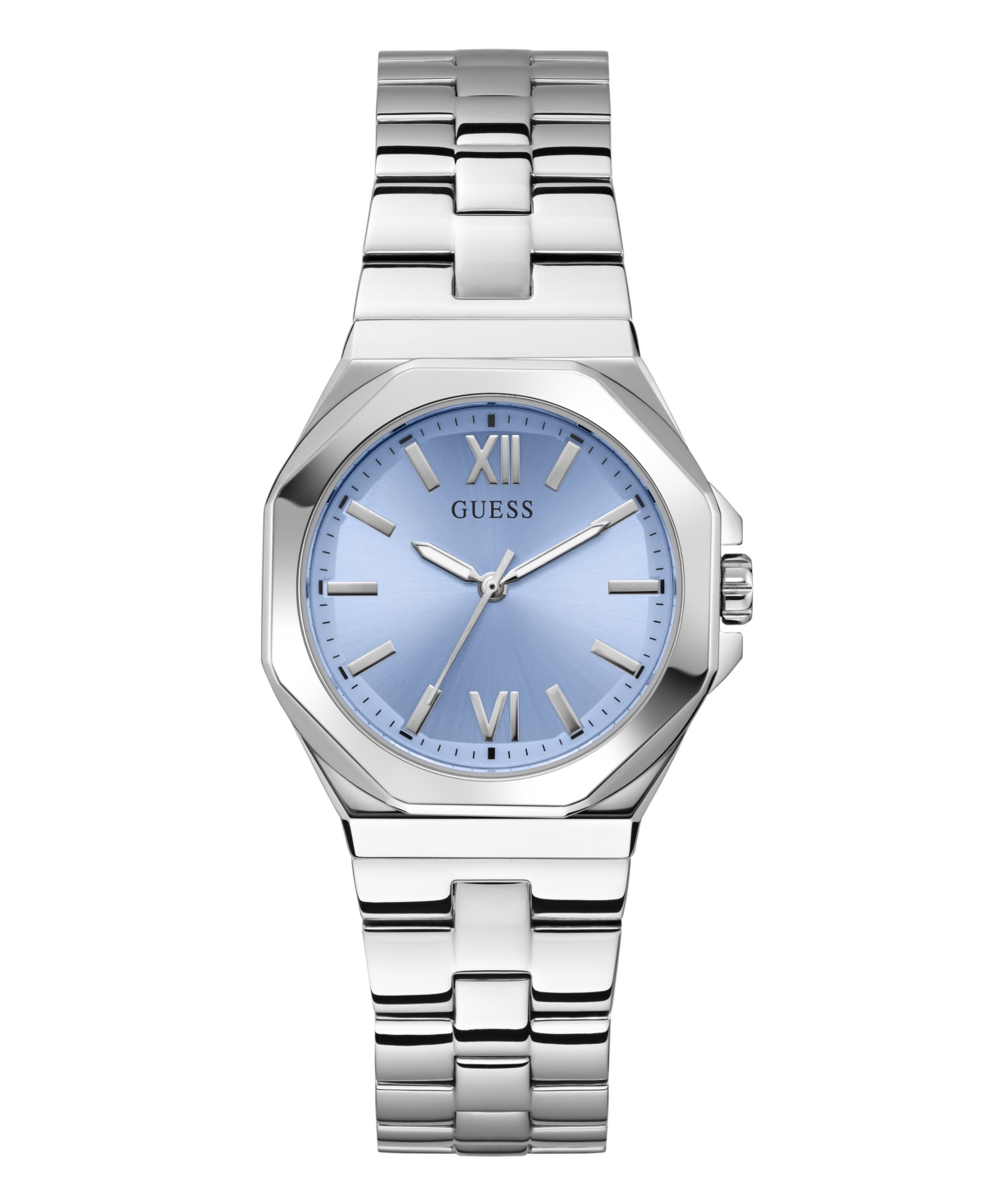 Guess Women's Analog Silver-tone Stainless Steel Watch, 34mm In Silver-tone