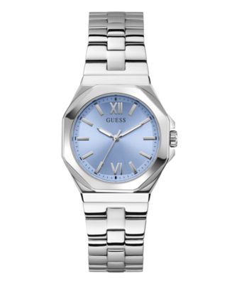 GUESS Women's Analog Silver-Tone Stainless Steel Watch, 34mm - Macy's 