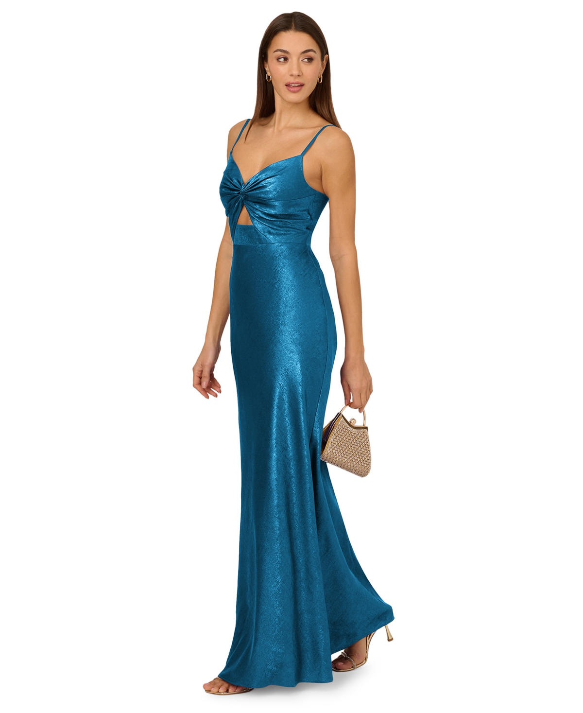 by Adrianna Papell Women's V-Neck Twist Sleeveless Gown - Ocean Dream