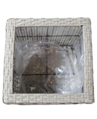 Square Indoor Polyrattan Planters with Attached Clear Polypropylene Liner 14" Square x 11" H and 14" Square x 11" H - Gray 2-Piece
