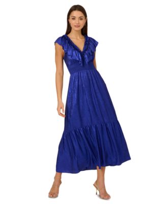 Women's Ruffled V-Neck Midi Dress