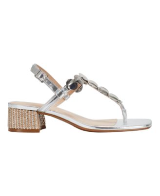 Women's Caylie Embellished T-Strap Block Heel Sandals