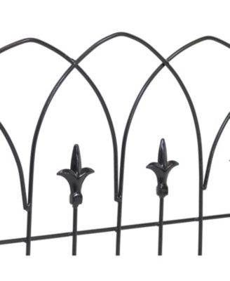 Bayonne 8' Set of 5 Steel Decorative Garden Fence Panels - 19" W x 19" H Per Panel - Black