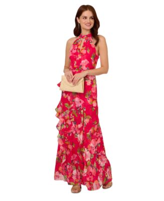 Adrianna Papell Women's Printed Chiffon Mermaid Dress - Macy's
