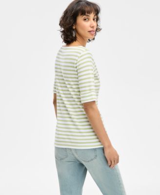 Style & Co Women's Striped Elbow-Sleeve Top, Exclusively at