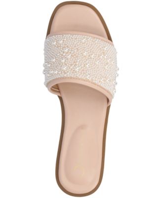 Women's Precly Faux Pearl Single Band Flat Sandals