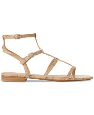 送関込☆LAURENRALPHLAUREN Everley Calfskin Gladiator Sandal Lauren Ralph Lauren Women's Everley Gladiator Flat Sandals