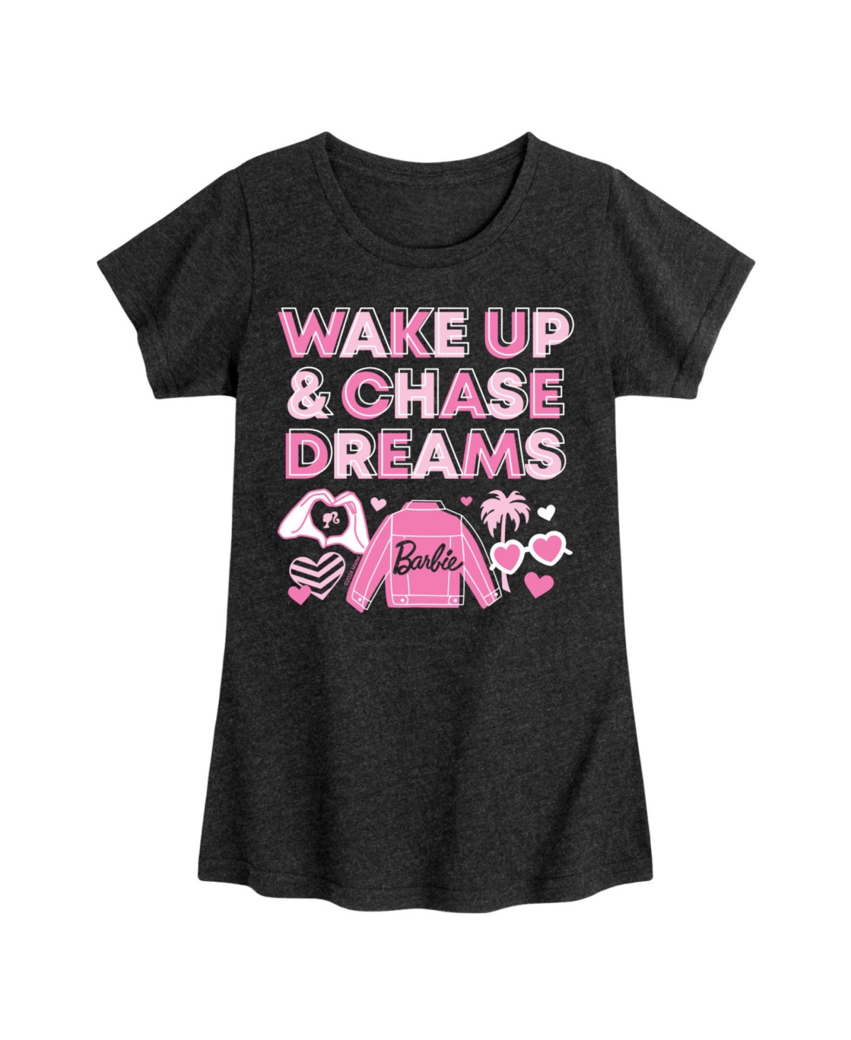 BARBIE BIG GIRLS WAKE UP CHASE DREAMS GRAPHIC SHORT SLEEVE T-SHIRT 