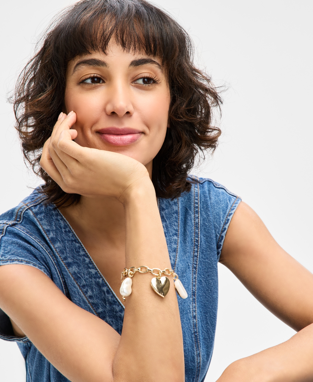 ON 34TH GOLD-TONE MIXED STONE CHARM NECKLACE, 20" + 2" EXTENDER, EXCLUSIVELY AT MACY'S 