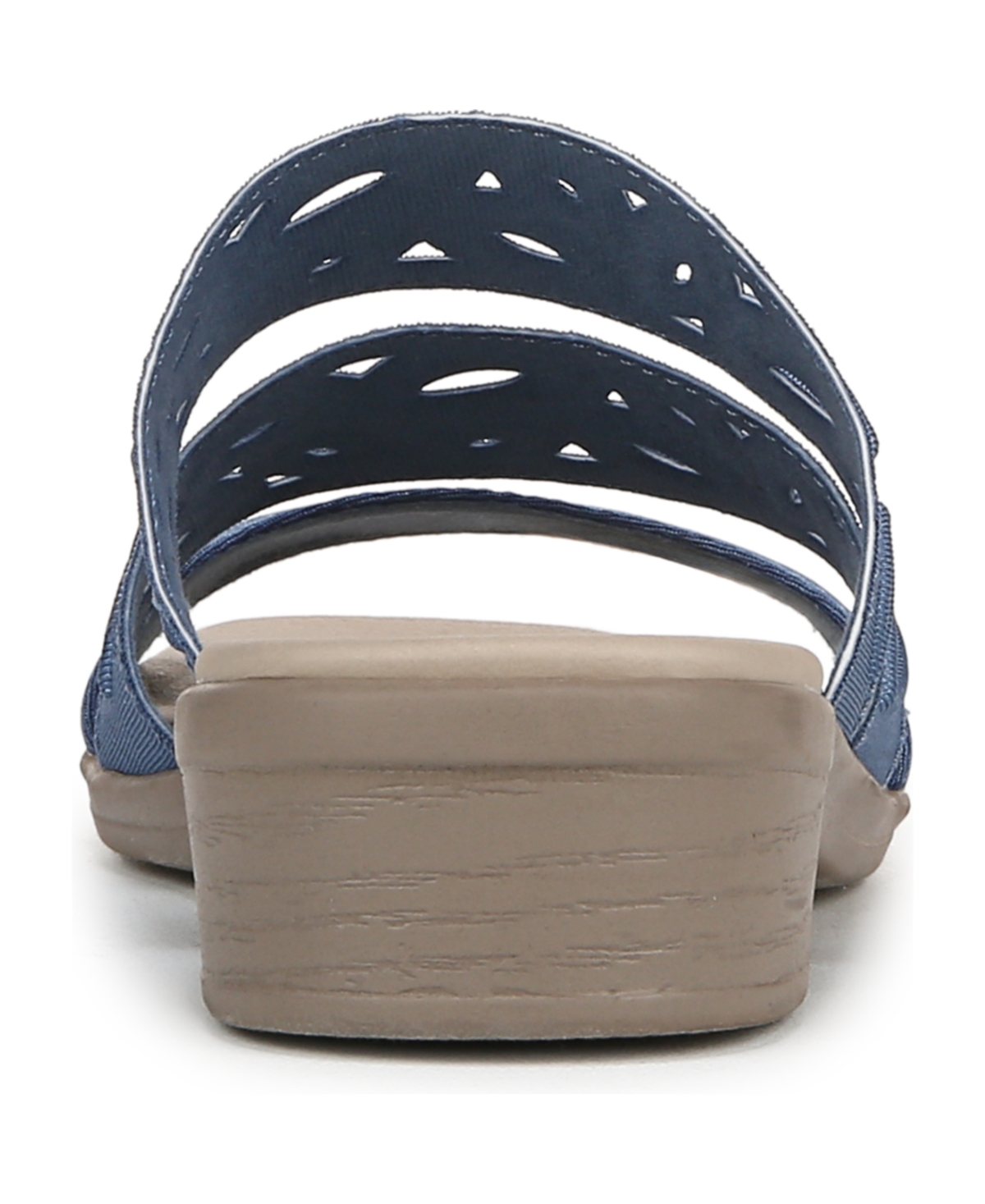 Bzees Women's Poppy Washable Block Heel Slide Sandals In Elemental Blue Shimmer Fabric