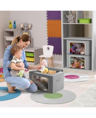 6 Pack Medium Foldable Storage Box - Metal Frame, Oxford Fabric, Large Window & Handles - Organization for Bedroom, Linens & Clothes