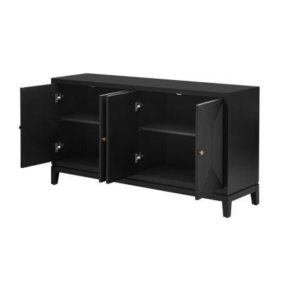 Streamdale Sleek Storage Cabinet Sideboard Buffet with Vertical Line Design,Suitable for Study,Entrance and Living Room