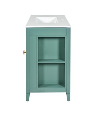 Solid Wood Bathroom Vanity Cabinet with Soft-Close Doors and 3 Drawers