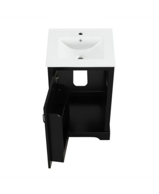 Streamdale 20" Bathroom Vanity with Sink, Bathroom Cabinet with Soft Closing Door, Storage Rack and Adjustable Shelve, Black