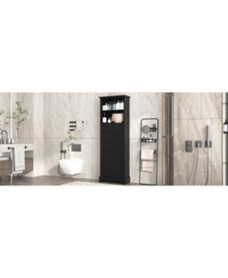 Black Storage Cabinet with 3 Drawers and Shelves for Home