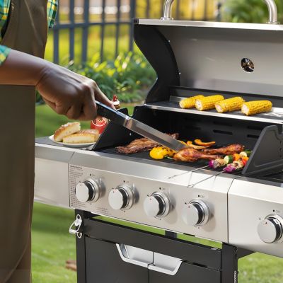 Streamdale Propane Grill 4 Burner Barbecue Grill Stainless Steel Gas Grill with Side Burner and Cover for Outdoor BBQ, Camping