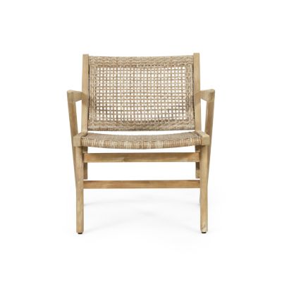 Streamdale Acadia Wood and Woven Wicker Set of 2 Club Chairs for Outdoor Relaxation