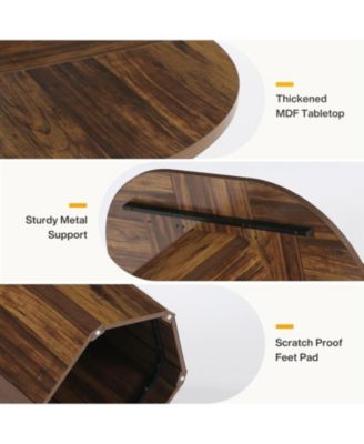 55.12 Inches Oval Dining Table for 4-6 People, Wood Kitchen Table, Rustic Dinner Room Table, Home Furniture Kitchen Table for Kitchen