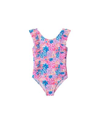Toddler/Child Girls Floral Print Rib Swimsuit