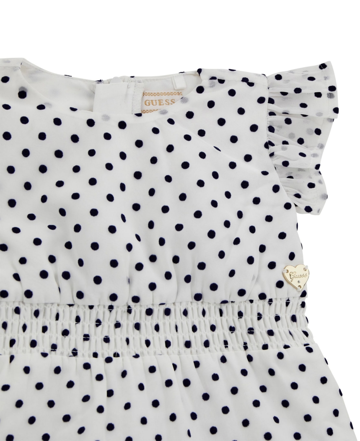 Guess Baby Girls 2-piece Short Sleeve Chiffon Dress And Coordinating Bloomer Set In White