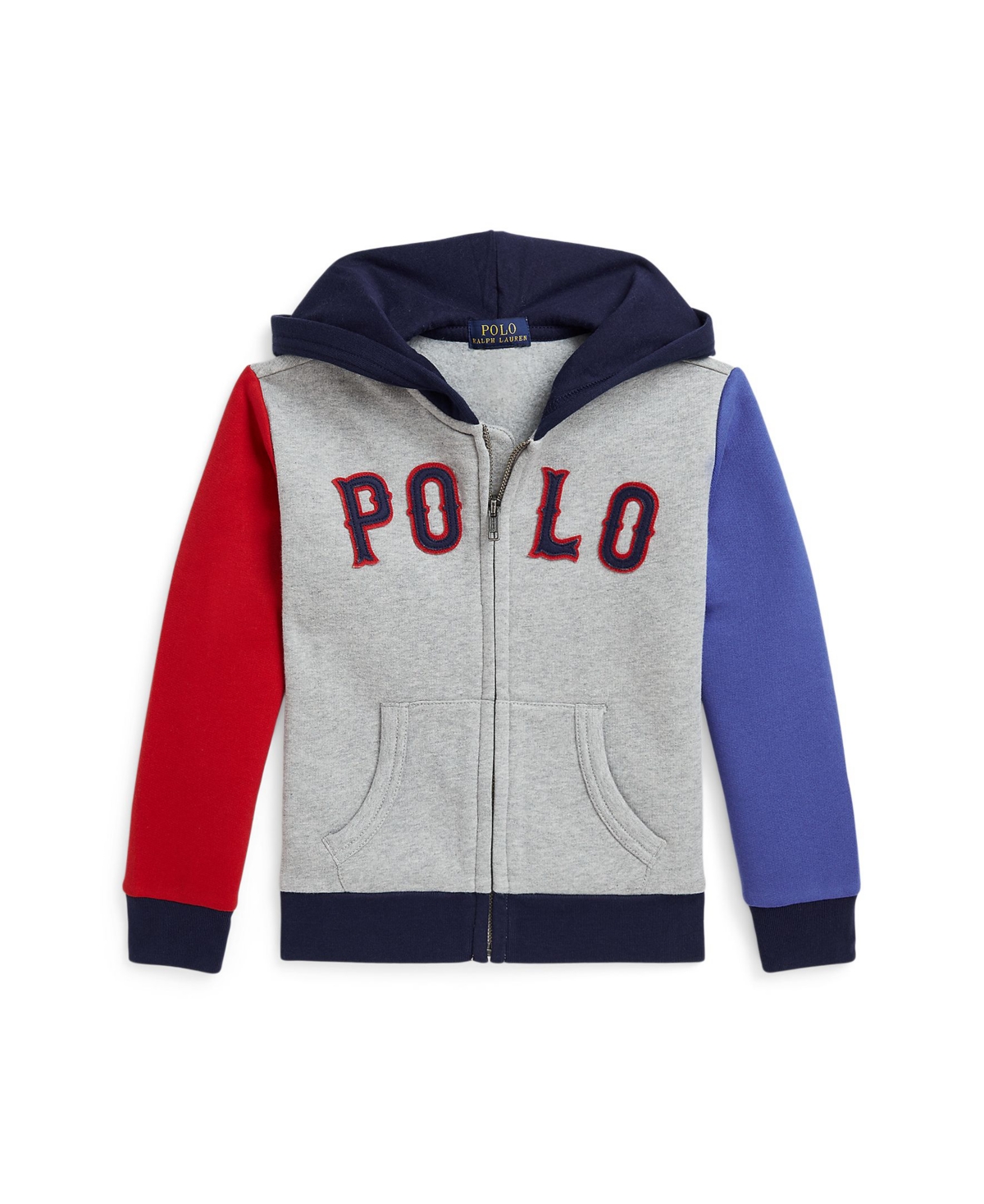 Polo Ralph Lauren Baseball-logo Fleece Full-zip Hoodie In Andover Heather