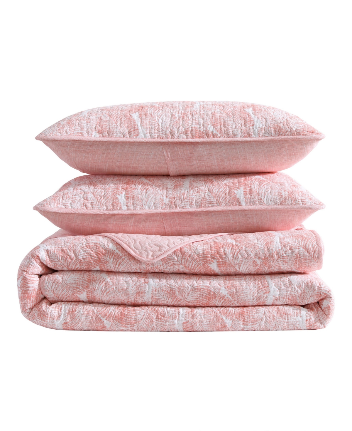 Tommy Bahama Home Distressed Water Leaves 3-pc. Quilt Set, King In Bright Coral