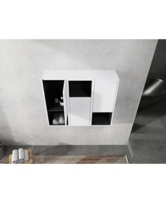 12" Bathroom Side Cabinet,3-Soft Close Doors,Float Mounting Design,123(KD-Packing)