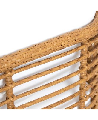 Streamdale Modern Wicker and Acacia Wood Outdoor Chair with Water-Resistant Cushions