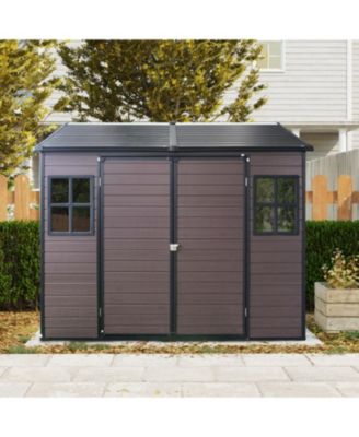 Streamdale 8x6ft Waterproof Resin Storage Shed with Floor, Windows, Lockable Door