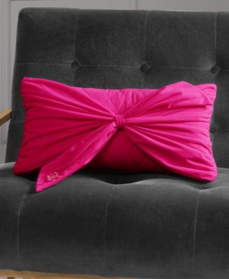 Velvet Bow Decorative Pillow, 10" x 18"