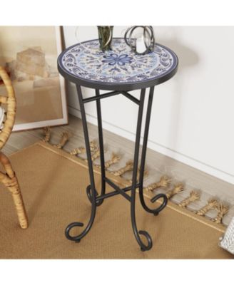 Streamdale Patio Side Table,Blue+Black