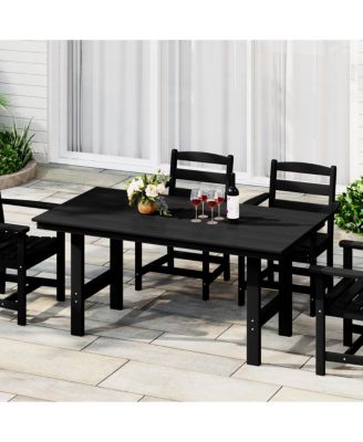 Outdoor Modern HDPE 66" Wide Rectangle Patio Dining Table for 6