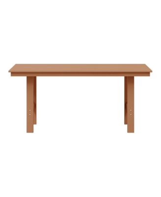 Outdoor Modern HDPE 66" Wide Rectangle Patio Dining Table for 6
