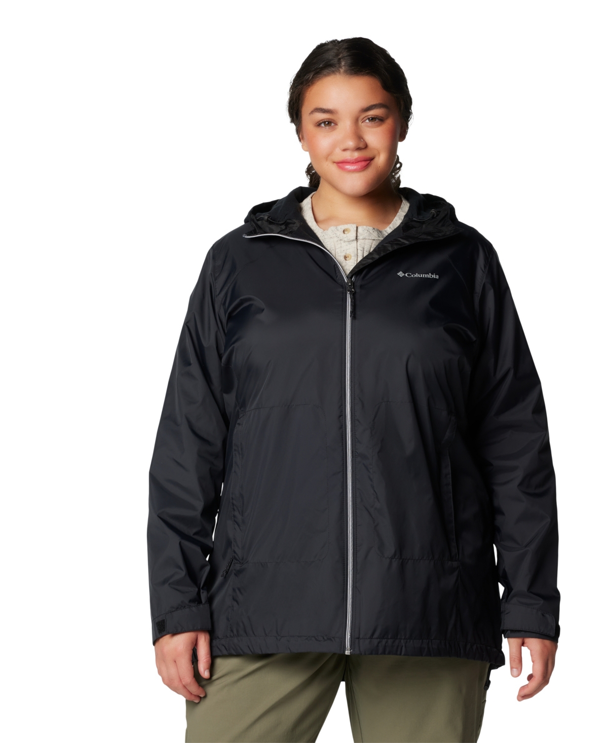 Plus Size Switchback Lined Long Zipper Jacket - Cirrus Gray
