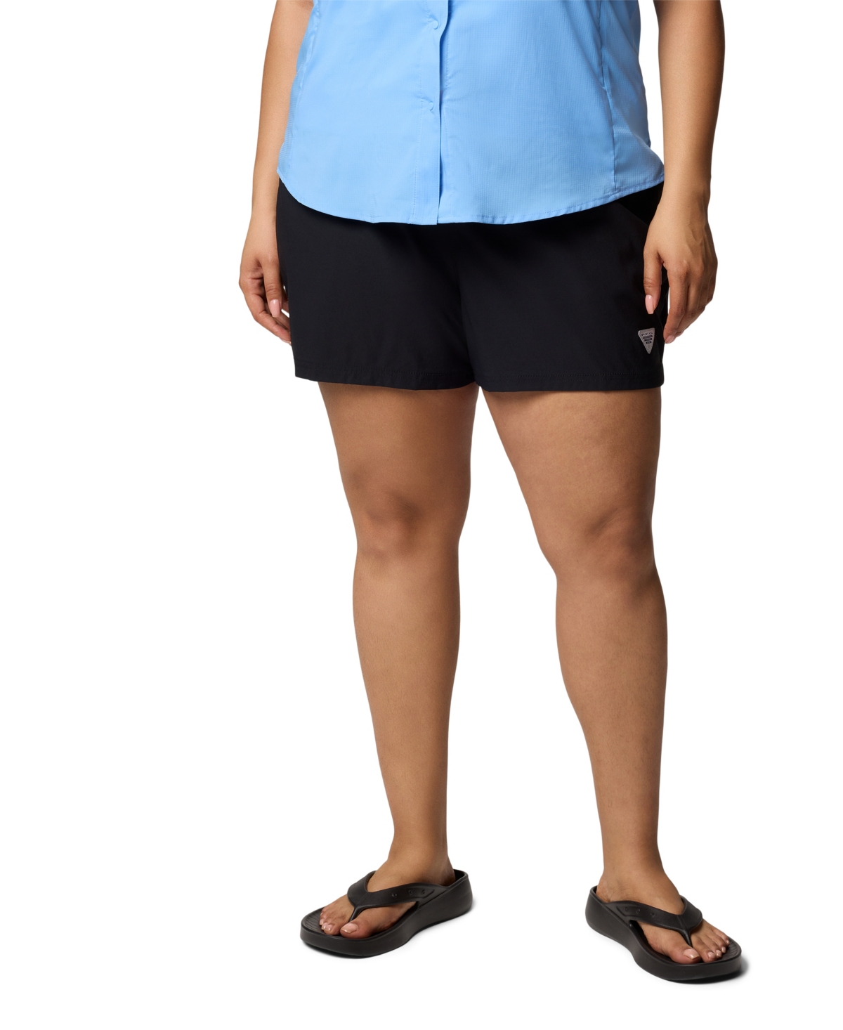 Shop Columbia Plus Size Rugged Water Comfort Stretch Shorts In Black