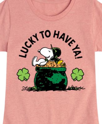 Big Girls Snoopy Lucky To Have Ya St Patrick's Day Graphic Short Sleeve T-Shirt