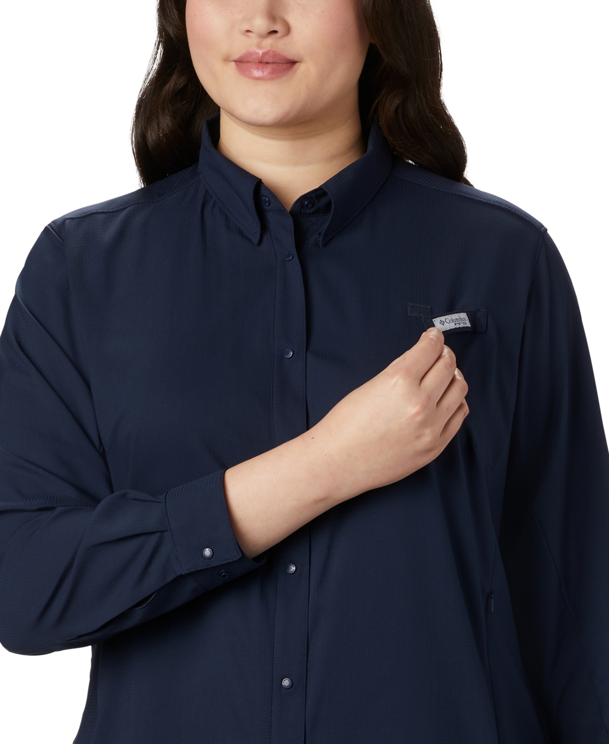 Shop Columbia Plus Size Tamiami Long Sleeve Shirt In Collegiate Navy