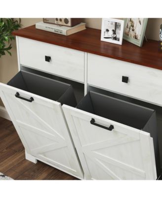 Streamdale Farmhouse Double Tilt-Out Trash Cabinet with Hideaway Drawer