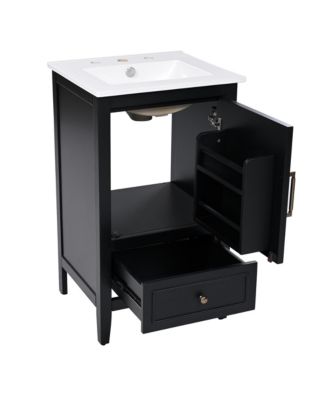  20" Black Vanity with Sink, Cabinet Door & Drawer