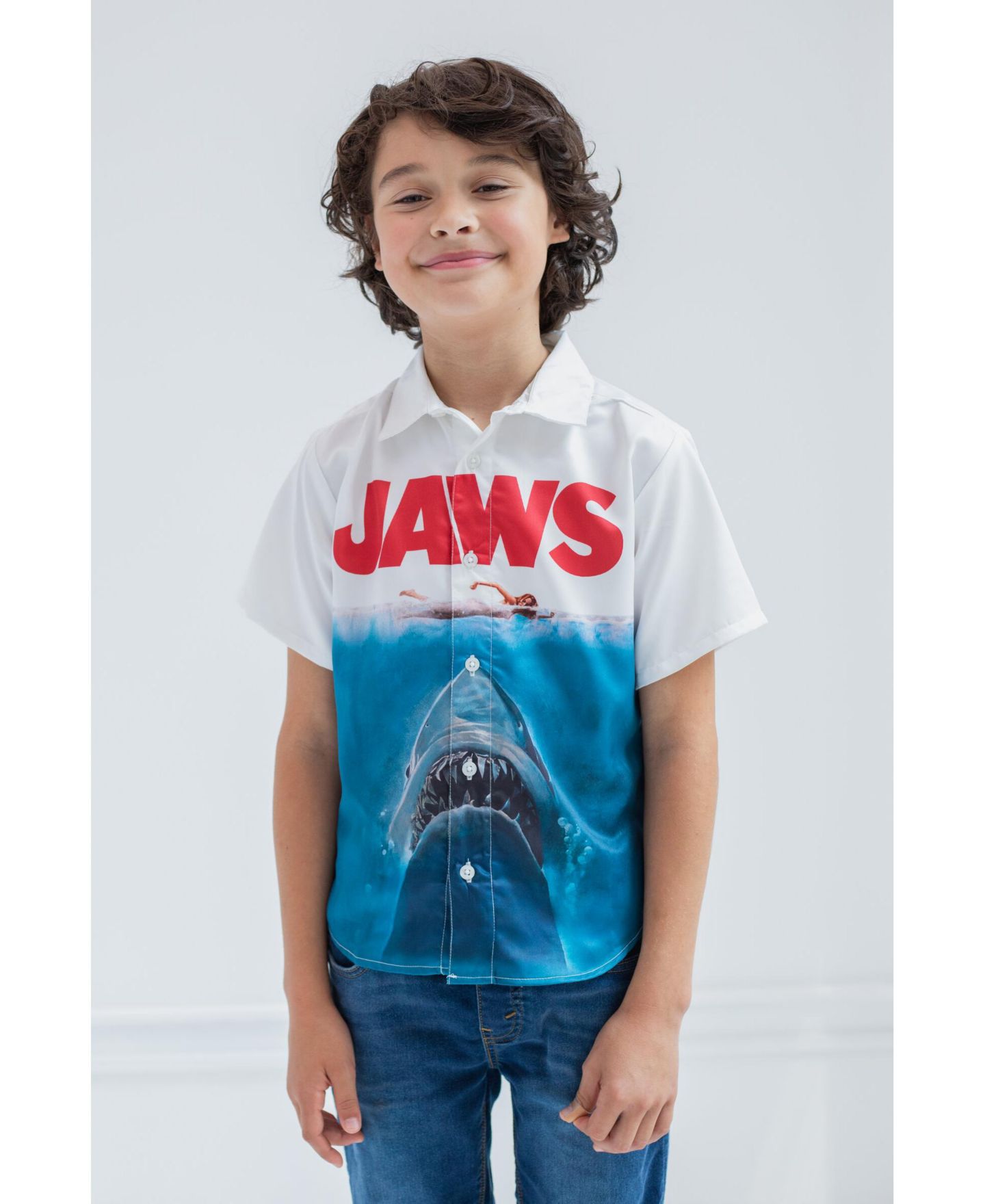 Рубашка Jaws Hawaiian Button Down Dress Shirt для мальчиков, цвет: Белый — фото 2