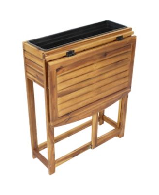Acacia Wood Folding Table with Planter Box - 30.5" H