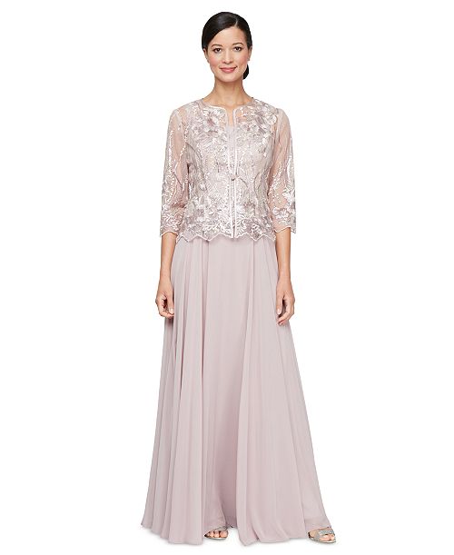alfani Alex Evenings Alex Evening Women's 2-Pc. Embroidered Jacket & Gown Set Women's Fashion Shoes & Accessories