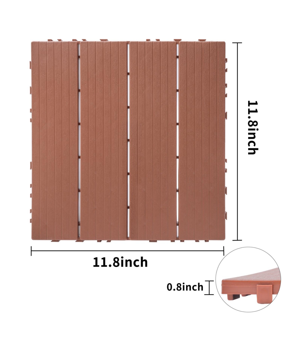 Plastic Interlocking Deck Tiles, 11.8"x11.8" (44 Pack), All-Weather Patio Flooring